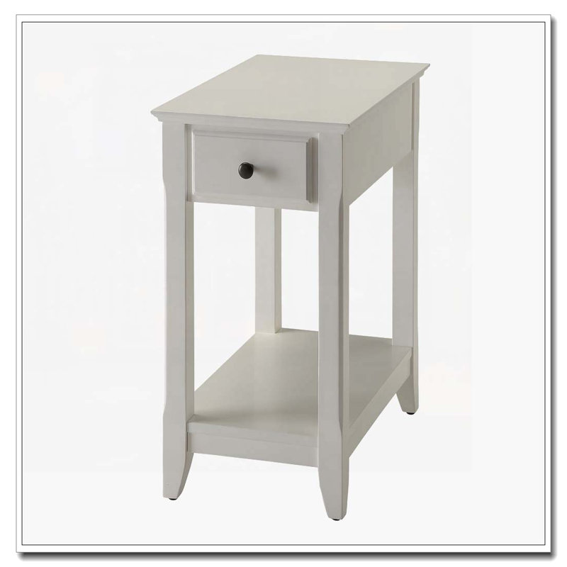 Table d'appoint blanche avec tablette inférieure, Blanc
