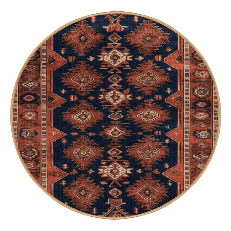 Machine Washable Persian Brown Area Rug, Round 5'