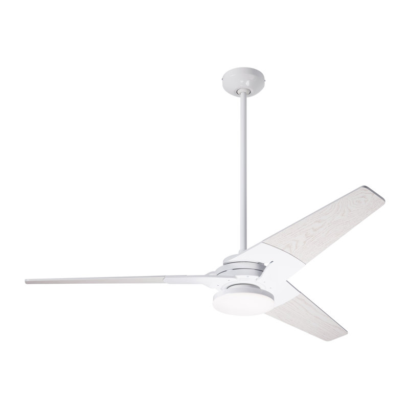 Torsion LED Downrod Ceiling Fan, Whitewash, Gloss White, Fan Speed and Light Control (2-wire)