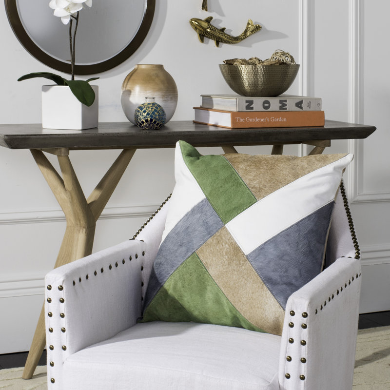 Geometric Cowhide Throw Pillow