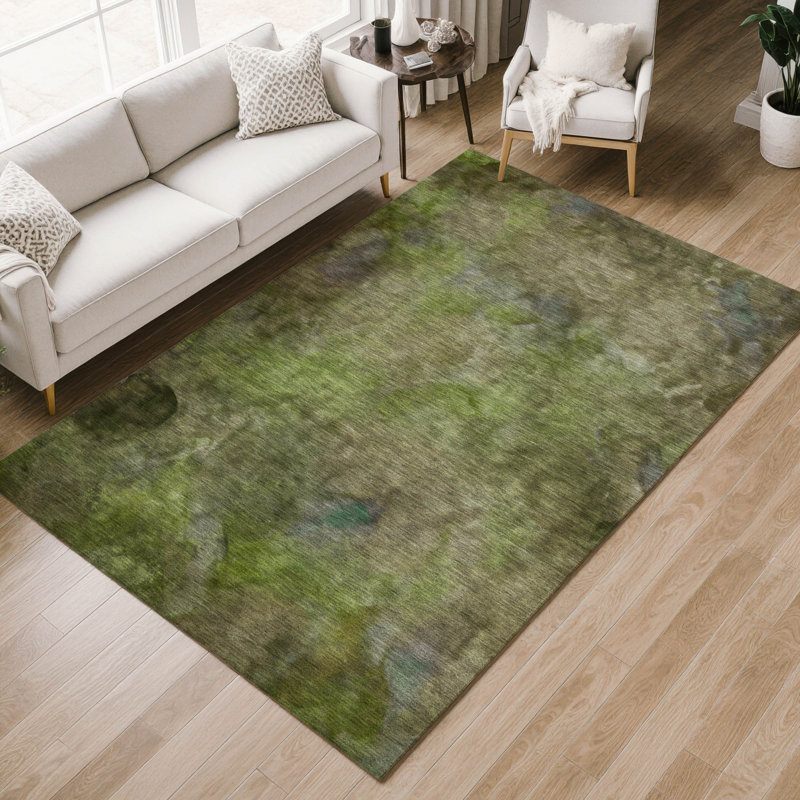 Tapis abstrait intérieur / extérieur lavable à la machine Emelia ACN2312, Rectangle 2 pi 6 po x 3 pi 10 po