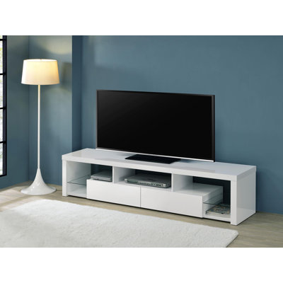 2-drawer Engineered Wood 71" TV Stand High Gloss White
