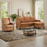 2-Piece Modern Faux Leather Living Room Set – Wide-Back Sofa & Swivel Rocker Recliner Chair