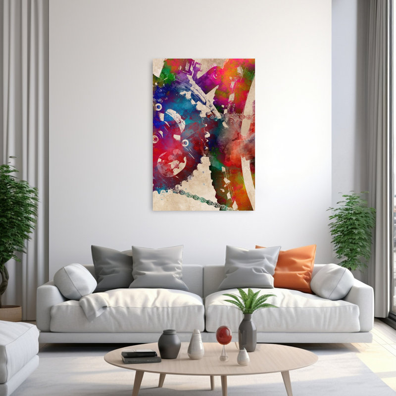«Cycling Sport Art» 18, art mural moderne contemporain abstrait, H 60 po x l 40 po