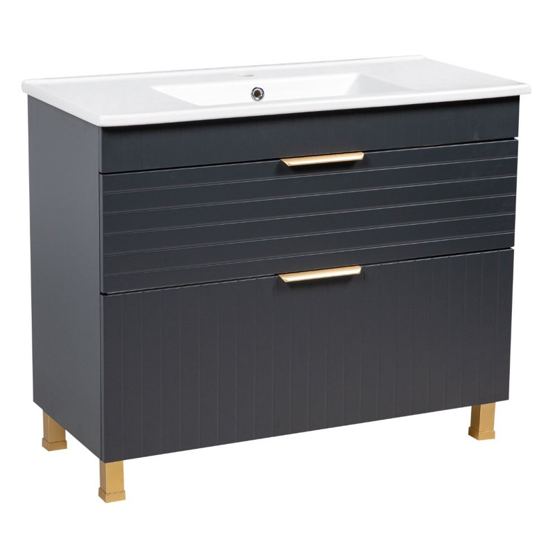 Meuble-lavabo autoportant avec lavabo Jakkar-F_Modern, Gris anthracite mat