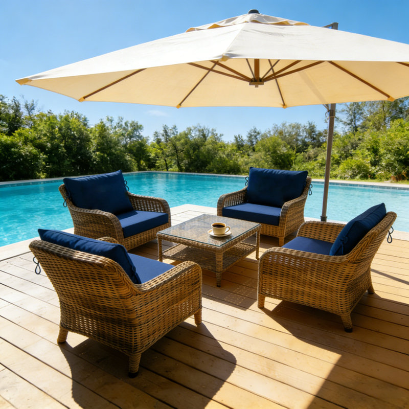 Fade Resistant Outdoor Chair Cushions Set Of 4, 22X22 Deep Seat Patio Cushions, 28D High Resilience Foam Replacement Patio Chair Cushions Set Of 4 With Removable Cover For Sofa, Adirondack Chair, Sectional,Classic Blue