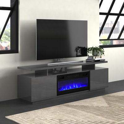 Burkard TV Stand for TVs up to 78" with Electric Fireplace Included by Orren Ellis