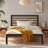Samorah Metal Bed frame with Bamboo slatter Headboard-1289571802