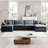 U Shape Sofa, Modern Upholstered 4 Seater Sofa With 2 Ottomans, Premium Soft Sofa-420050959