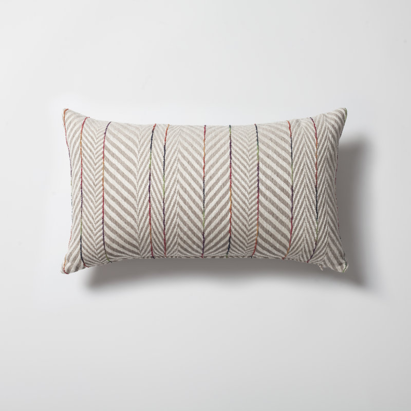 Brennon Chevron Rectangular Cushion, Beige/White