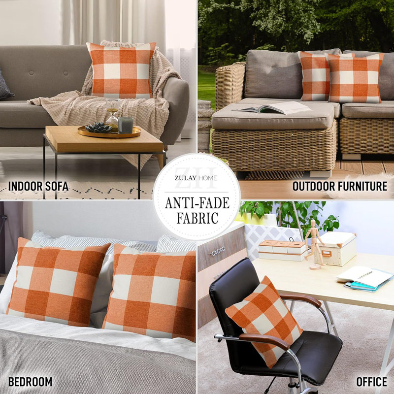 Ensemble de 2 coussins décoratifs Zulay, Guingan orange