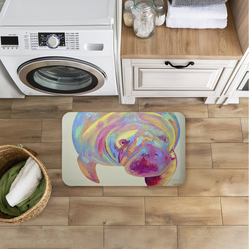 Tapis de sol anti-fatigue à motif de lamantins chromatique, design par Jennifer Seeley, 30 po x 18 po