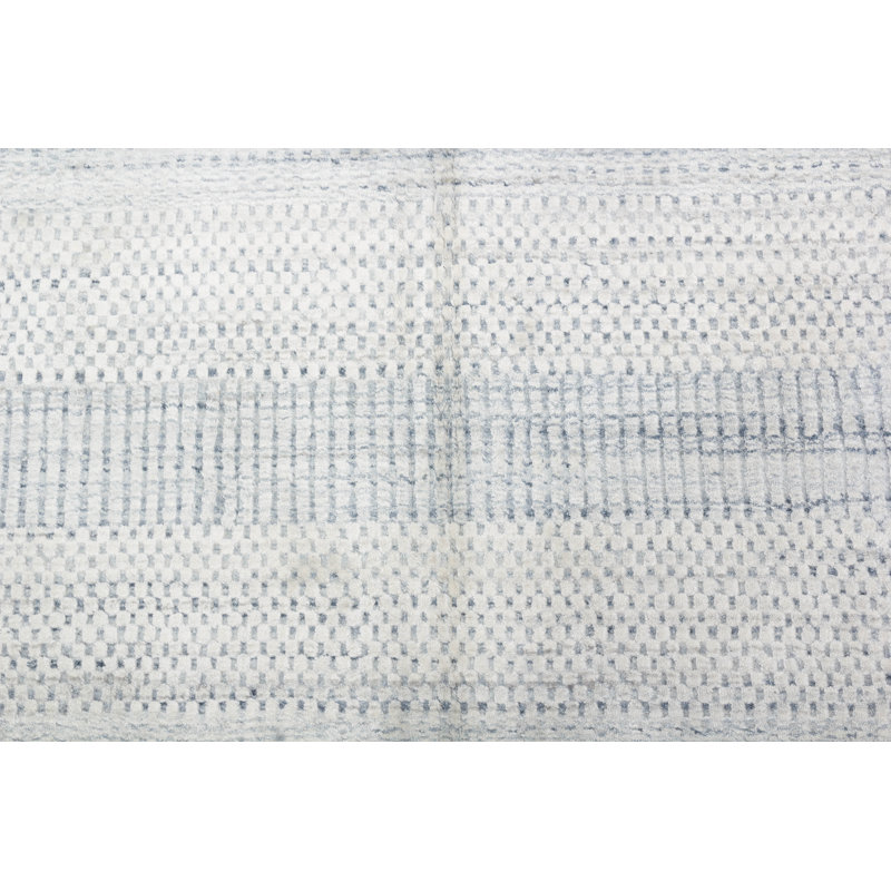Striped Area Rug in White/Lilac, Rectangle 9' x 12'