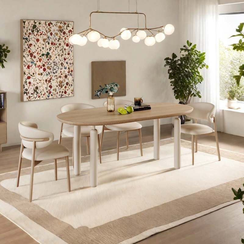 Oval-shaped creative dining table, 29.53 x 62.99"L x 31.5"W