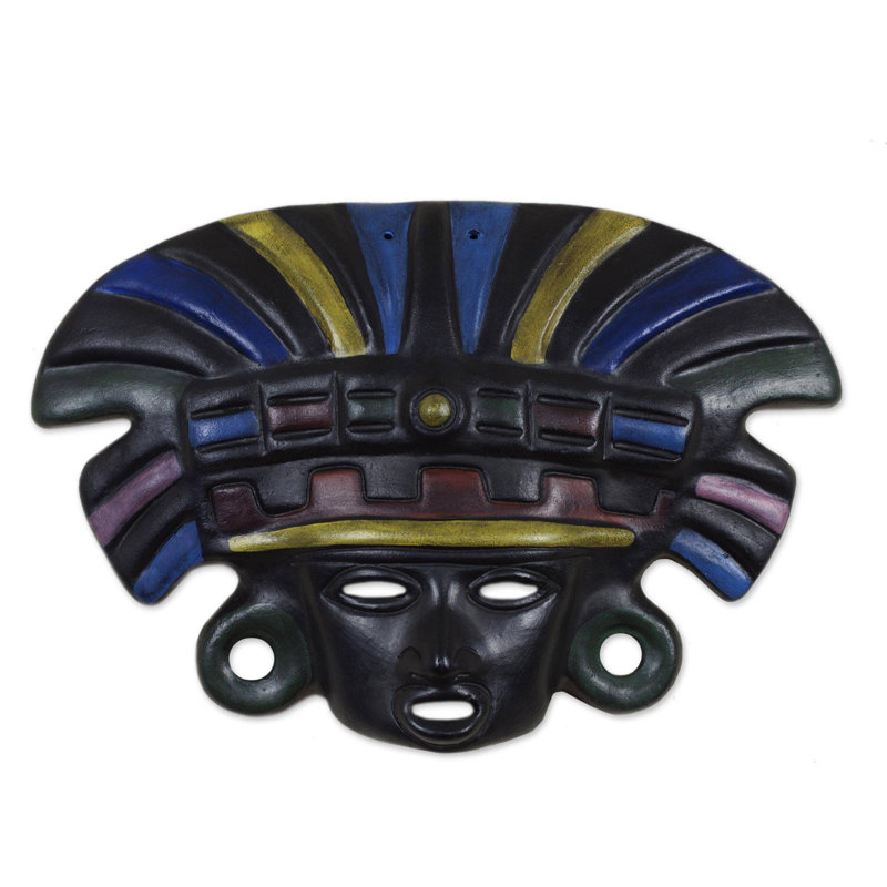 Novica Aztec Warrior Ceramic Mask