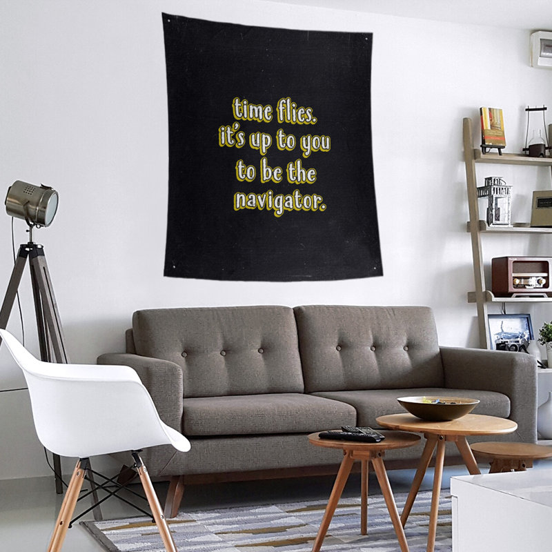 Tapisserie tableau noir en polyester time quote, H 60 po x l 51 po, Jaune