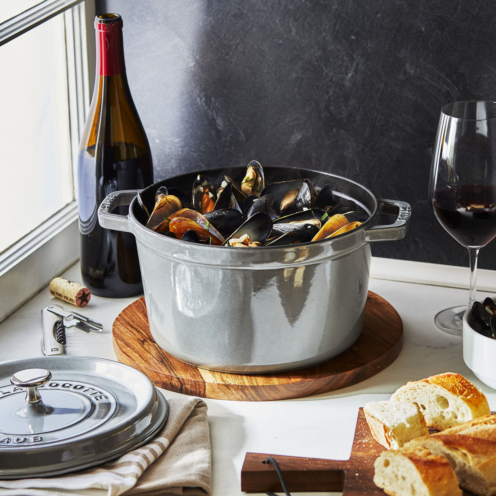 Staub Cast Iron 5qt Tall Cocotte, Silver