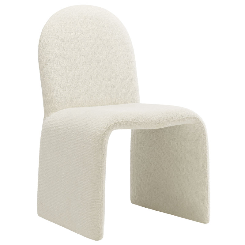 Junia Boucle Upholstered Arch Armless Dining Chair, Cream