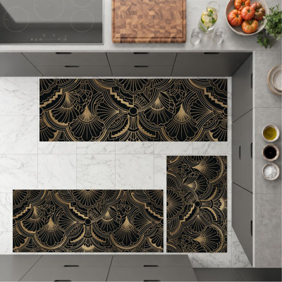 Art Deco Non-Slip Washable Kitchen Mats