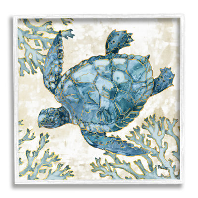 " Playa Sealife Blue Sea Turtle " by Paul Brent Painting Print