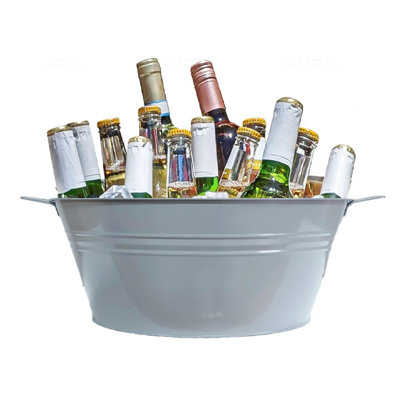 Bac à boissons en acier émaillé. P 19 po x H 8 po, fabriqué en acier galvanisé résistant aux intempéries