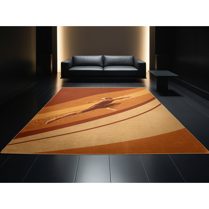 Machine Washable Takengon Long Jump Modern & Contemporary Rug in Brown – LightBrown Binding, 5x8