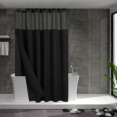 Waffle Weave Shower Curtain With Snap-In Liner, 12 Hooks Included