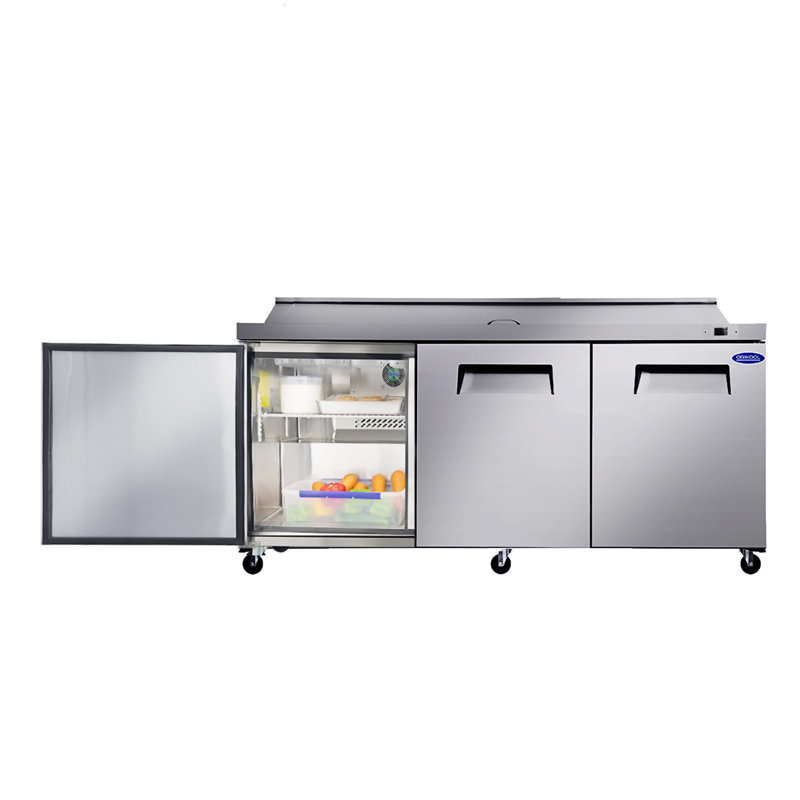 Table de préparation commerciale pour sandwichs et salades de réfrigérateurs commerciaux avec planche à découper pour bloc de boucher, couvercle de protection, entreposage au froid, certification ETL