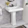 ZEAFIVE Pedestal Bathroom Sinks 20'' Ceramic Rectangular Bathroom Sink with Overflow