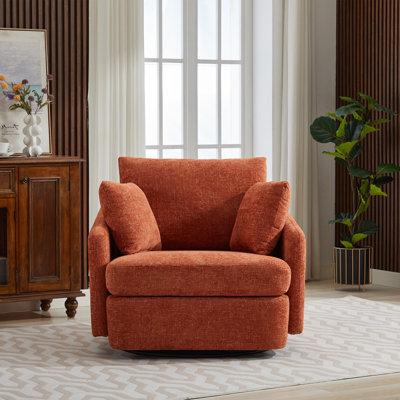 Upholstered Swivel Chair With 2 Side Pillows
