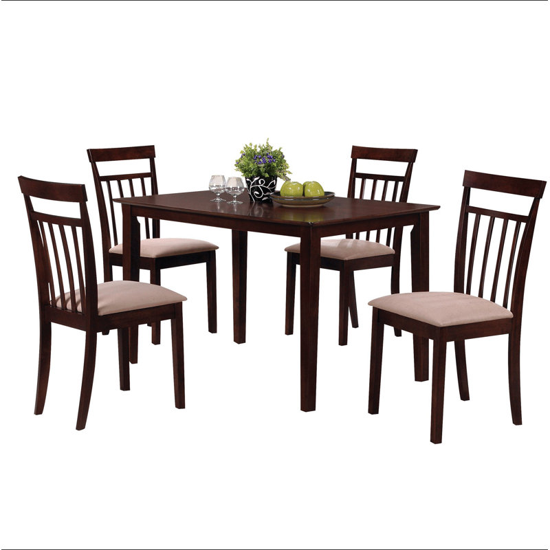 Espresso and Beige 5-piece Dining Set