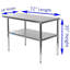 Table de travail en acier inoxydable avec tablette inférieure. Table de préparation en métal. Certifié NSF-49453607