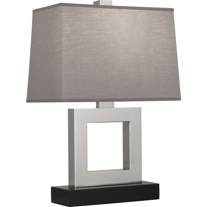 Table Lamp With Rectangular Snowflake Fabric Shade - Modern Geometric Design, E26 Socket, 3-Way Switch, UL Listed, Beige