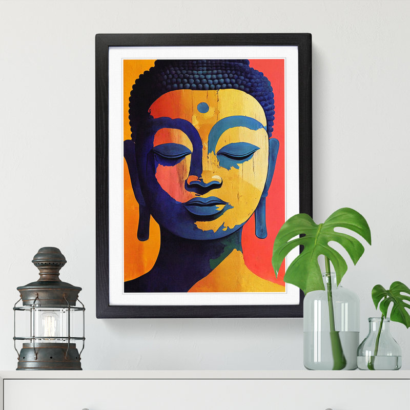 Buddha Palette Knife - Single Picture Frame Print, 34cm H x 25cm W, Black Framed