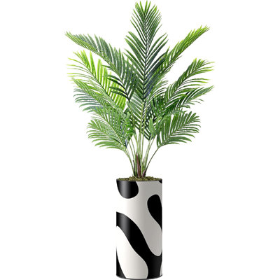 Faux Palm Plant in Plastic Planter