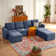 117.3" Large - Sized 4 Seaters Storage Modular Sofa Anti Scratch with 3 Ottomans