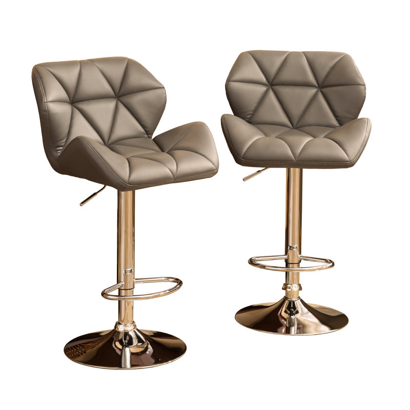 Chrome Adjustable Bar Stool (Set of 2), Gray