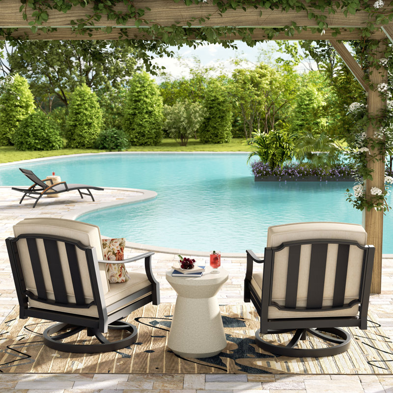 Tamarin Patio Aluminum Swivel Club Chairs With Sunbrella® Cushions