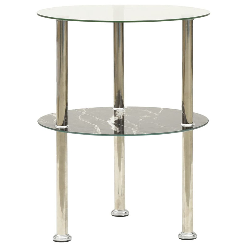 Talmage Glass End Table with Storage, Transparent/Marble