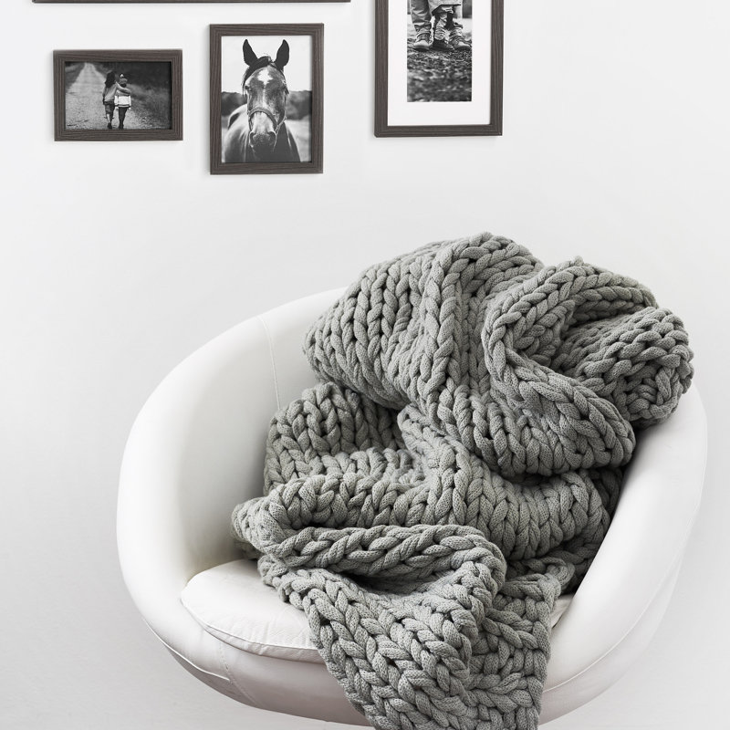 Couverture tressée douce et confortable , Gris clair
