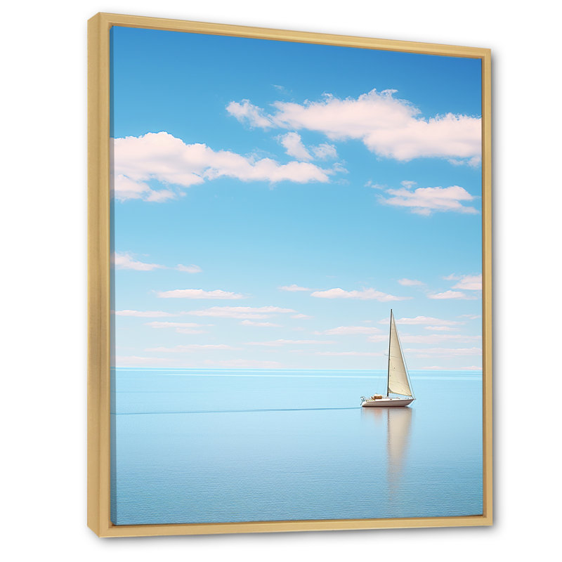 Horizon de planche à voile bleu maritime, H 32 po x l 24 po x P 1 po, Cadre naturel flottant