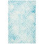 Tapis ivoire / turquoise en laine touffeté à la main à motif géométrique-16766581