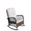 Chaise berçante d'extérieur en osier avec assise large, coussin épais et moelleux, chaise berçante en rotin avec structure en acier, capacité de poids élevée pour patio, jardin, cour arrière, coussin gris-2026781052