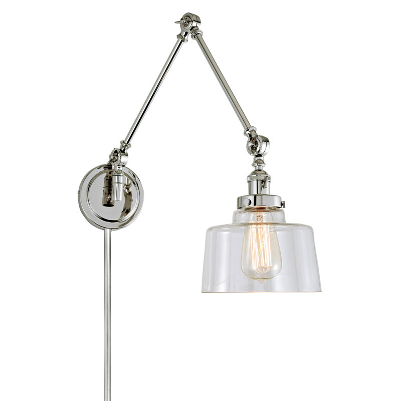 Brasfield Plug-in Swing Arm Sconce, Polished Nickel