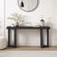 Console à conception géométrique moderne avec pieds en bois de pin massif, canapé d'entrée de 63 pouces pour le couloir, le salon et la chambre à coucher, finition noire et bois