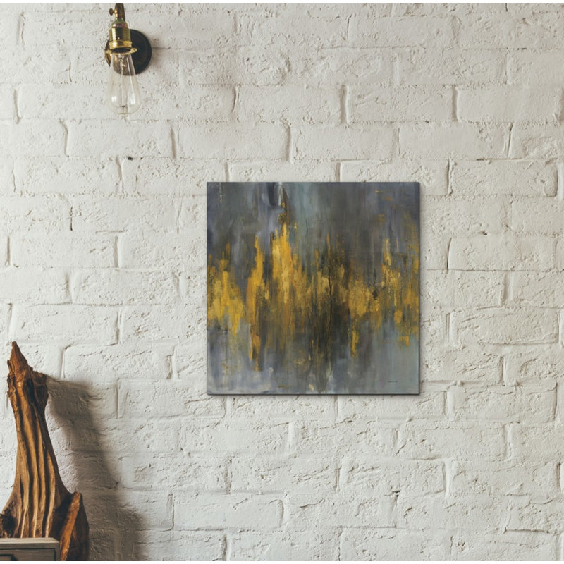 «Black and Gold Abstract» par Danhui Nai, art mural sur toile, H 18 po x l 18 po x P 0,75 po