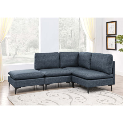 Upholstered Modular Sectional with Metal Legs