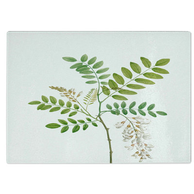 Tempered Glass Acacia Tree Flowers Chopping Board