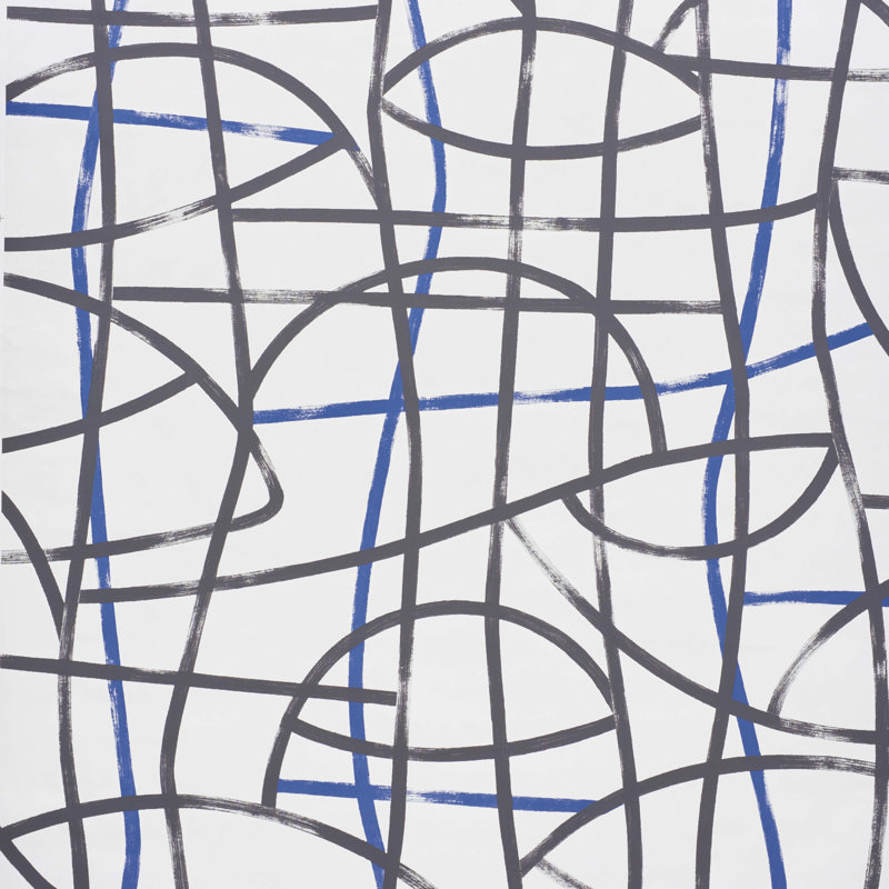 Papier peint Abstratto, Noir / cobalt