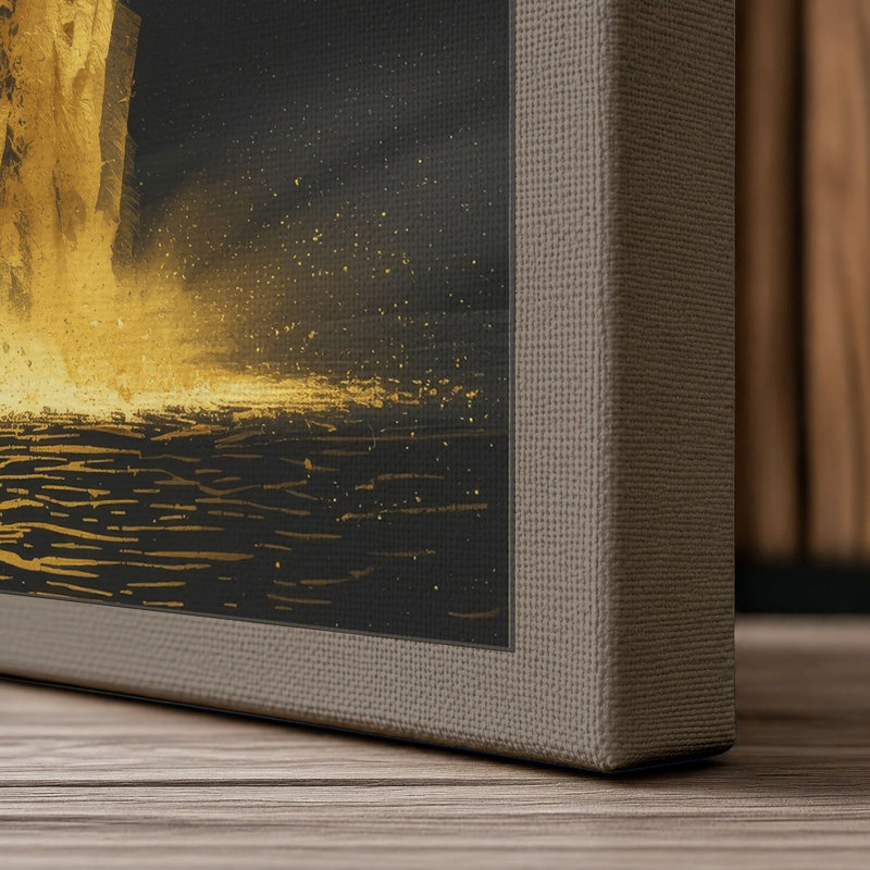 Golden Chasm Modern - Wrapped Canvas, 30x20 - 76.2 x 50.8 cm, Taupe Border